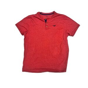 Hollister Men’s Bright Red Short Sleeve Henley Tee